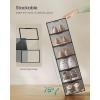 imageSONGMICS Stackable Shoe Boxes Set of 12 Plastic Shoe Organizers with Door Transparent Easy Assembly 91 x 131 x 56 Inches for Shoes up to US Size 10 Transparent and Cloud White ULSP312W01Transparent  Ink Black