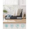 imageSONGMICS Small Dish Drying Rack Dish Dryer for Kitchen Counter Stainless Steel Dish Rack with Drain Utensil Holder Rustproof for Dishes Knives Spoons Forks Silver and Black UKCS034B01