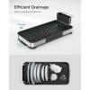imageSONGMICS Small Dish Drying Rack Dish Dryer for Kitchen Counter Stainless Steel Dish Rack with Drain Utensil Holder Rustproof for Dishes Knives Spoons Forks Silver and Black UKCS034B01