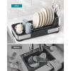 imageSONGMICS Small Dish Drying Rack Dish Dryer for Kitchen Counter Stainless Steel Dish Rack with Drain Utensil Holder Rustproof for Dishes Knives Spoons Forks Silver and Black UKCS034B01