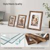 imageSONGMICS Picture Frames with 16 Mats Set of 10 Collage Photo Frames Two 8x10 Four 5x7 Four 4x6 Frames Hanging or Table Display Glass 12 NonTrace Nails Ash Black URPF049B01Rustic Brown