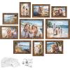 imageSONGMICS Picture Frames with 16 Mats Set of 10 Collage Photo Frames Two 8x10 Four 5x7 Four 4x6 Frames Hanging or Table Display Glass 12 NonTrace Nails Ash Black URPF049B01Rustic Brown