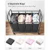 imageSONGMICS 4Section Laundry Sorter Rolling Laundry Cart with Hanging Bar Laundry Organizer Hampers for Laundry HeavyDuty Lockable Wheels 4 x 132 Gal Black URLS44BBlack