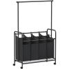 imageSONGMICS 4Section Laundry Sorter Rolling Laundry Cart with Hanging Bar Laundry Organizer Hampers for Laundry HeavyDuty Lockable Wheels 4 x 132 Gal Black URLS44BBlack