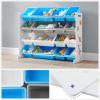 imageSONGMICS Kids Large Toy Storage Unit with 16 Removable Bins for Playroom Childrens Room 417quot Space ThemeBlue  Grey  White