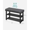 imageSONGMICS Bamboo Shoe Bench 3Tier Shoe Rack Organizer for Entryway Living Room Bench Seat Holds Up to 300 lb 119 x 205 x 192 Inches Rustic Walnut and Slate Gray ULBS504M01Ink Black  Slate Gray