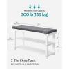 imageSONGMICS Bamboo Shoe Bench 3Tier Shoe Rack Organizer for Entryway Living Room Bench Seat Holds Up to 300 lb 119 x 205 x 192 Inches Rustic Walnut and Slate Gray ULBS504M01Cloud White  Slate Gray