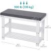 imageSONGMICS Bamboo Shoe Bench 3Tier Shoe Rack Organizer for Entryway Living Room Bench Seat Holds Up to 300 lb 119 x 205 x 192 Inches Rustic Walnut and Slate Gray ULBS504M01Cloud White  Slate Gray
