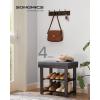 imageSONGMICS Bamboo Shoe Bench 3Tier Shoe Rack Organizer for Entryway Living Room Bench Seat Holds Up to 300 lb 119 x 205 x 192 Inches Rustic Walnut and Slate Gray ULBS504M01Rustic Walnut  Slate Gray