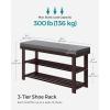 imageSONGMICS Bamboo Shoe Bench 3Tier Shoe Rack Organizer for Entryway Living Room Bench Seat Holds Up to 300 lb 119 x 205 x 192 Inches Rustic Walnut and Slate Gray ULBS504M01Rustic Walnut  Slate Gray