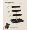imageSONGMICS Bracelet Holder Stand Jewelry Display Stand Jewelry Organizer with 3 Tiers and Velvet Tray Removable Ring Holder Cloud White and Camel Brown UJJS027A01Ink Black