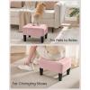 imageSONGMICS Foot Stool with Legs Small Footstool Ottoman Velvet Seat with Thick Cushion for Living Room Bedroom Entryway 330 lb Weight Capacity Jelly Pink ULOM501R01Jelly Pink