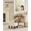 imageSONGMICS Foot Stool with Legs Small Footstool Ottoman Velvet Seat with Thick Cushion for Living Room Bedroom Entryway 330 lb Weight Capacity Jelly Pink ULOM501R01Cream White