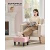 imageSONGMICS Foot Stool with Legs Small Footstool Ottoman Velvet Seat with Thick Cushion for Living Room Bedroom Entryway 330 lb Weight Capacity Jelly Pink ULOM501R01Jelly Pink