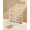 imageSONGMICS Jewelry Holder Jewelry Storage Organizer Stand with Metal Frame Velvet Tray 121 to 187 Inches Tall Height Adjustable Necklace Holder for Rings Earrings Pale Gold UJJS026A01Matte White