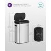imageSONGMICS Motion Sensor Trash Can 13Gallon 50 L Automatic Garbage Can with Soft Close Lid Stainless Steel Wave or Touch to Open Includes 15 Bags Metallic Silver and Ink Black ULTB640E01