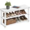 imageSONGMICS Shoe Rack Bench 3Tier Bamboo Shoe Storage Organizer Entryway Bench Holds Up to 286 lb 113 x 197 x 178 Inches for Entryway Bathroom Bedroom Ink Black ULBS001B01Cloud White