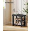 imageSONGMICS Shoe Rack Bench 3Tier Bamboo Shoe Storage Organizer Entryway Bench Holds Up to 286 lb 113 x 197 x 178 Inches for Entryway Bathroom Bedroom Ink Black ULBS001B01Ink Black