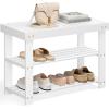 imageSONGMICS Shoe Rack Bench 3Tier Bamboo Shoe Storage Organizer Entryway Bench Holds Up to 286 lb 113 x 197 x 178 Inches for Entryway Bathroom Bedroom Ink Black ULBS001B01Cloud White