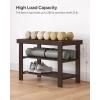 imageSONGMICS Shoe Rack Bench 3Tier Bamboo Shoe Storage Organizer Entryway Bench Holds Up to 286 lb 113 x 197 x 178 Inches for Entryway Bathroom Bedroom Ink Black ULBS001B01Brown