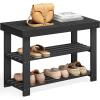 imageSONGMICS Shoe Rack Bench 3Tier Bamboo Shoe Storage Organizer Entryway Bench Holds Up to 286 lb 113 x 197 x 178 Inches for Entryway Bathroom Bedroom Ink Black ULBS001B01Ink Black