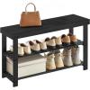 imageSONGMICS Shoe Rack Bench 3Tier Bamboo Shoe Storage Organizer Entryway Bench Holds Up to 286 lb 113 x 197 x 178 Inches for Entryway Bathroom Bedroom Ink Black ULBS001B01Ink Black
