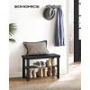 imageSONGMICS Shoe Rack Bench 3Tier Bamboo Shoe Storage Organizer Entryway Bench Holds Up to 286 lb 113 x 197 x 178 Inches for Entryway Bathroom Bedroom Ink Black ULBS001B01Ink Black