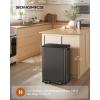 imageSONGMICS Trash Can 2 x 8 Gallon 2 x 30 L DualCompartment Garbage Can with SoftClose Lid Pedal and Inner Buckets Stainless Steel Includes 15 Liner Bags Matte White ULTB741W01Slate Gray