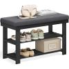 imageSONGMICS Bamboo Shoe Bench 3Tier Shoe Rack Organizer for Entryway Living Room Bench Seat Holds Up to 300 lb 119 x 205 x 192 Inches Rustic Walnut and Slate Gray ULBS504M01Ink Black  Slate Gray