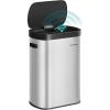 imageSONGMICS Motion Sensor Trash Can 13Gallon 50 L Automatic Garbage Can with Soft Close Lid Stainless Steel Wave or Touch to Open Includes 15 Bags Metallic Silver and Ink Black ULTB640E01