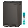imageSONGMICS Trash Can 2 x 8 Gallon 2 x 30 L DualCompartment Garbage Can with SoftClose Lid Pedal and Inner Buckets Stainless Steel Includes 15 Liner Bags Matte White ULTB741W01Slate Gray