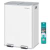 imageSONGMICS Trash Can 2 x 8 Gallon 2 x 30 L DualCompartment Garbage Can with SoftClose Lid Pedal and Inner Buckets Stainless Steel Includes 15 Liner Bags Matte White ULTB741W01Matte White