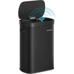 imageSONGMICS Motion Sensor Trash Can 13Gallon 50 L Automatic Garbage Can with Soft Close Lid Stainless Steel Wave or Touch to Open Includes 15 Bags Ink Black ULTB640B01Ink Black