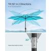 imageSONGMICS Patio Umbrella 9 ft Outdoor Table Umbrella Deck Umbrella with 8 Ribs UPF 50 30 DualTilt System Base Not Included for Patio Garden Pool White UGPU09BEV1Lake Blue