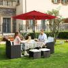 imageSONGMICS Patio Umbrella 9 ft Outdoor Table Umbrella Deck Umbrella with 8 Ribs UPF 50 30 DualTilt System Base Not Included for Patio Garden Pool White UGPU09BEV1Red