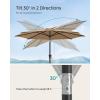 imageSONGMICS Patio Umbrella 9 ft Outdoor Table Umbrella Deck Umbrella with 8 Ribs UPF 50 30 DualTilt System Base Not Included for Patio Garden Pool White UGPU09BEV1Taupe