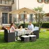 imageSONGMICS Patio Umbrella 9 ft Outdoor Table Umbrella Deck Umbrella with 8 Ribs UPF 50 30 DualTilt System Base Not Included for Patio Garden Pool White UGPU09BEV1Taupe
