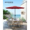 imageSONGMICS Patio Umbrella 9 ft Outdoor Table Umbrella Deck Umbrella with 8 Ribs UPF 50 30 DualTilt System Base Not Included for Patio Garden Pool White UGPU09BEV1Red
