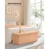 imageSONGMICS MAZIE Collection  Storage Ottoman Bench Foldable Foot Rest 15 x 43 x 15 Inches End of Bed Bench Storage Chest Load 660 lb Living Room Bedroom Entryway Cream White ULSF604W01Apricot