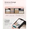 imageSONGMICS MAZIE Collection  Storage Ottoman Bench Foldable Foot Rest 15 x 43 x 15 Inches End of Bed Bench Storage Chest Load 660 lb Living Room Bedroom Entryway Cream White ULSF604W01Jelly Pink