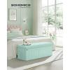 imageSONGMICS MAZIE Collection  Storage Ottoman Bench Foldable Foot Rest 15 x 43 x 15 Inches End of Bed Bench Storage Chest Load 660 lb Living Room Bedroom Entryway Cream White ULSF604W01Moonlight Green