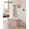 imageSONGMICS Mazie Collection  Storage Ottoman Bench 43 Inches Folding Foot Rest Stool End of Bed Bench Easy Assembly for Living Room Bedroom Entryway Apricot Orange ULSF077O01Jelly Pink