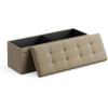 imageSONGMICS Mazie Collection  Storage Ottoman Bench 43 Inches Folding Foot Rest Stool End of Bed Bench Easy Assembly for Living Room Bedroom Entryway Apricot Orange ULSF077O01Camel Brown