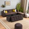 imageSONGMICS Mazie Collection  Storage Ottoman Bench 43 Inches Folding Foot Rest Stool End of Bed Bench Easy Assembly for Living Room Bedroom Entryway Apricot Orange ULSF077O01Brown