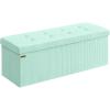 imageSONGMICS MAZIE Collection  Storage Ottoman Bench Foldable Foot Rest 15 x 43 x 15 Inches End of Bed Bench Storage Chest Load 660 lb Living Room Bedroom Entryway Cream White ULSF604W01Moonlight Green