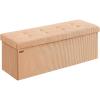 imageSONGMICS MAZIE Collection  Storage Ottoman Bench Foldable Foot Rest 15 x 43 x 15 Inches End of Bed Bench Storage Chest Load 660 lb Living Room Bedroom Entryway Cream White ULSF604W01Apricot