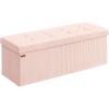imageSONGMICS MAZIE Collection  Storage Ottoman Bench Foldable Foot Rest 15 x 43 x 15 Inches End of Bed Bench Storage Chest Load 660 lb Living Room Bedroom Entryway Cream White ULSF604W01Jelly Pink