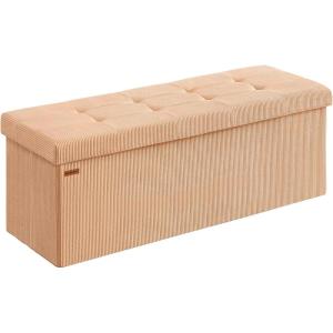 imageSONGMICS MAZIE Collection  Storage Ottoman Bench Foldable Foot Rest 15 x 43 x 15 Inches End of Bed Bench Storage Chest Load 660 lb Living Room Bedroom Entryway Cream White ULSF604W01Apricot