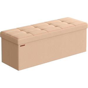 imageSONGMICS Mazie Collection  Storage Ottoman Bench 43 Inches Folding Foot Rest Stool End of Bed Bench Easy Assembly for Living Room Bedroom Entryway Apricot Orange ULSF077O01Apricot Orange