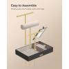 imageSONGMICS Jewelry Holder Jewelry Organizer Jewelry Display Stand Metal Earring Organizer with Mirror with Necklace Earring Bracelet Holder for Rings Gift Idea Black and Gold UJJS022B01Black  Gold